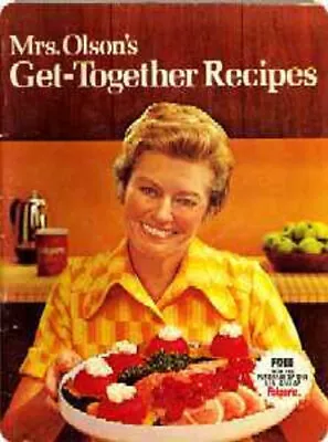 Mrs.Olson's Get Together Recipes Cookbook Folgers Coffee 1973 Vintage Acceptable • $6.95