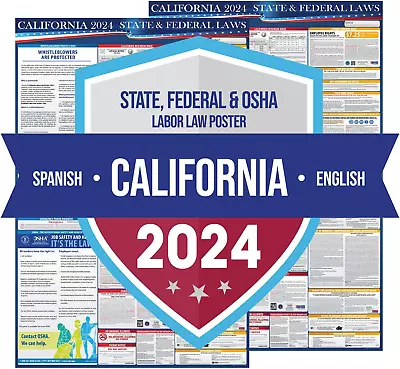 2024 California State And Federal Labor Laws Poster - Spanish English - All In O • $82.16