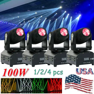 4PCS 100W Mini LED Moving Head Light RGBW 4in1 Gobo Beam Stage DMX Spot Lighting • $64.99