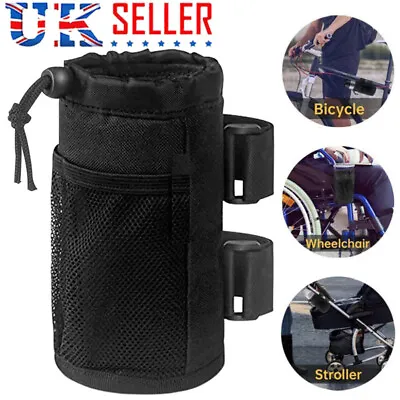 Bike Bicycle Water Bottle Holder Bag Handlebar Cup Drink Holder Stem Bag Black S • £5.82