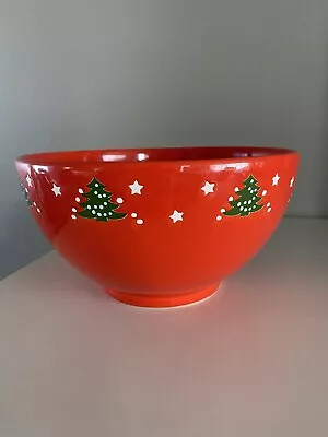 Waechtersbach Red Christmas Tree 8” Diameter Footed Serving Bowl Excellent Cond • $34.99