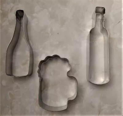 Bottles Cookie Cutter  3pc Set Beer Mug - Wine Bottle - Champagne Bottle   Booze • $7.99