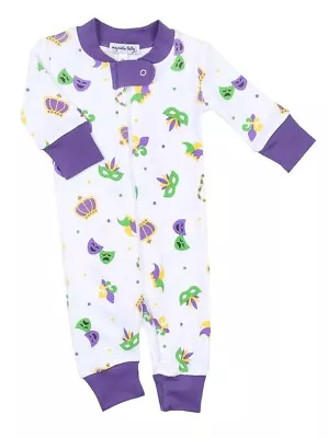 Magnolia Baby Unisex MARDI GRAS Zipped Pajamas Purple Pima Cotton Size 4T NEW • $25