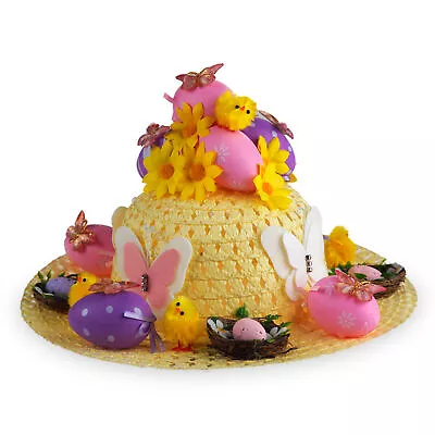 Girls Ready Made Decorated Easter Hat Bonnet - Sunflowers & Butterflies • £15.99