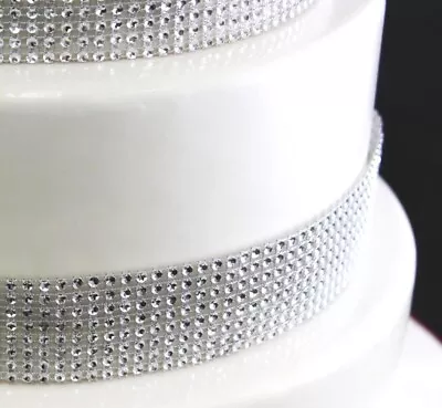 £3.98 • Buy SILVER Diamante Bling Sparkling DIAMOND Effect Wedding Cake Craft Ribbon BOGOF
