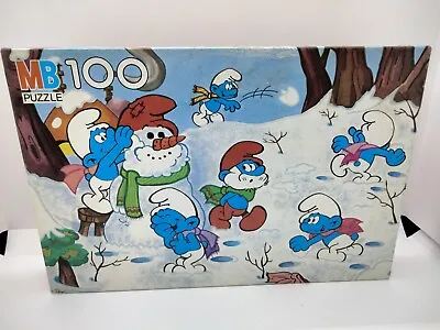 Rare New Sealed 80s 100 Piece Smurfs Winter MB Puzzle • $40