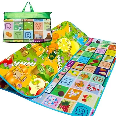 200cm X180 Cm Play Mat 2 Sided Kids Crawling Educational Soft Foam Picnic Carpet • £16.25