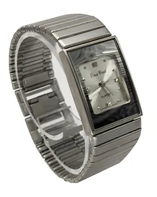 Pierre Nicol Silver Tone Rectangular Sleek Stainless Watch NEW BATT • $27.20