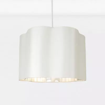 Modern Scallop Easy Fit Ceiling Lightshade Pendant Shade White Chrome Inner • £12.99