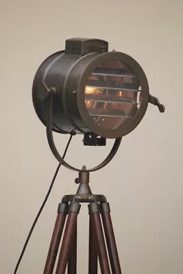 Vintage Antique Industrial Tripod Floor Lamp Spotlight Searchlight Décor Gifts • $291.31