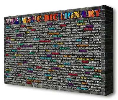 Manc Dictionary Manchester Slang Sayings Gift Art Print Canvas Picture Mcr Grey • £26.99
