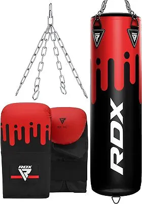 RDX Punching Bag MMA Boxing Bag Unfilled Hanging Punch Bag With Gloves 4FT 5FT • $59.99