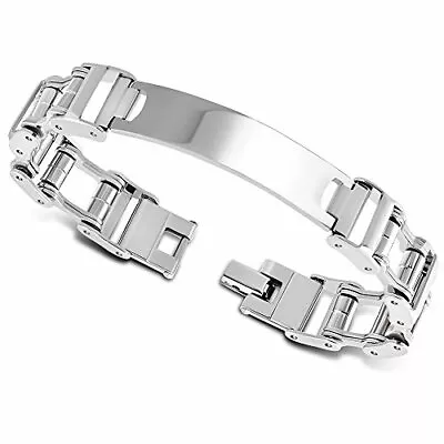 Stainless Steel Silver-Tone Men's Link Name Tag ID Bracelet 8  • $19.99