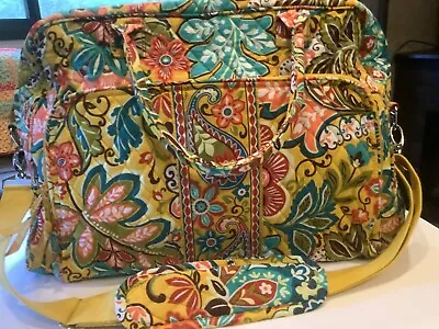 Gently Used ~Vera Bradley Provencal Yellow Grand Weekender Bag W /Trolley Sleeve • $61.74