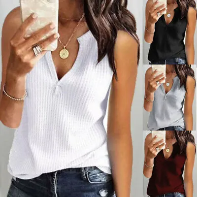 £11.99 • Buy UK Womens Sleeveless Blouse T-Shirt Tank Plus Size Ladies Summer Tops Cami Vest