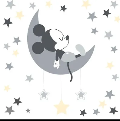 Nursery Decor Disney Baby Mickey Mouse Wall Decal Celestial Grey And Yellow • $10