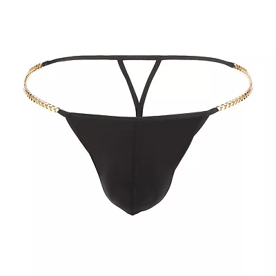 Men Thong G-string Sissy Briefs Sexy Metal Chain Waist Underwear Ultra Thin • $7.79