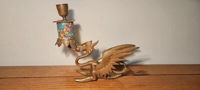 $49.99 • Buy Vintage Brass Dragon/griffon Candlestick Holder