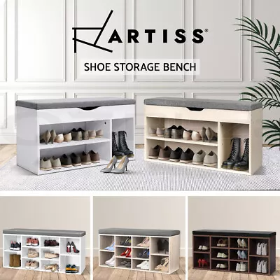 $74.51 • Buy Artiss Shoe Cabinet Bench Shoes Storage Rack Organiser Shelf Cupboard Wood White