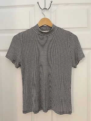 Western Connection Vintage Womens M Tan Black Stripe Fitted Soft Shortsleeve Top • $20