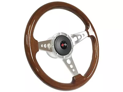 1969-89 Chevy S9 Walnut Steering Wheel Cross Flags Kit 3 Spoke-Holes • $314.99