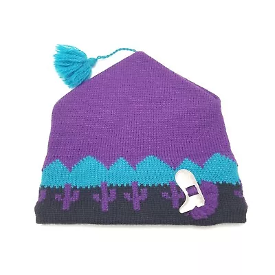 Vintage 1980'S Capello 100% Wool Winter Beanie Hat Cap Purple Canada Knit • $29.99