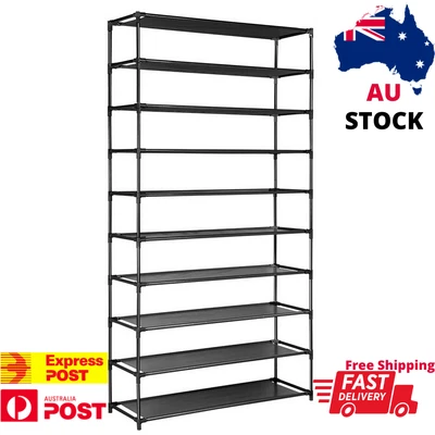 $35.95 • Buy Shoes Rack Shelf Holder 50 Pairs Metal 10 Tier Stackable Portable Storage DIY AU