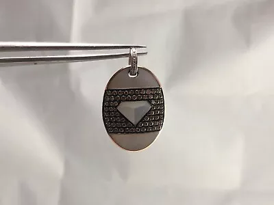 $499 • Buy 14k Rose Gold Natural Fancy Color Brown Diamond Mother Of Pearl Dog Tag Pendant