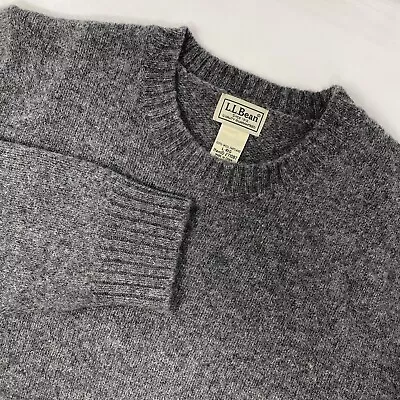 L.L. Bean Men's L-Reg Gray Shetland Wool Crew Neck Pullover Sweater • $34.99