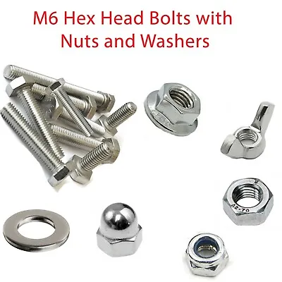 M6 Set Bolt Nut And Washers Full Thread Hex Bolt With Choice Of Various Nut Type • £4.99