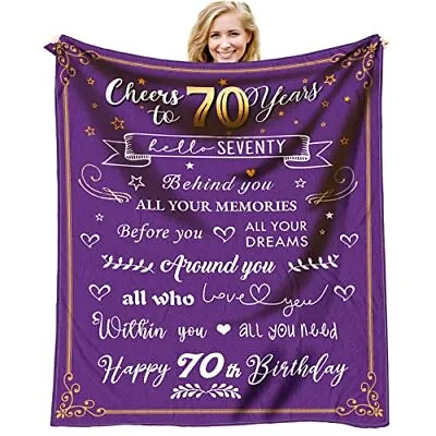 70th Birthday Gifts For Women Blanket Happy 70 60  X 50  70th Birthday Purple • £37.18