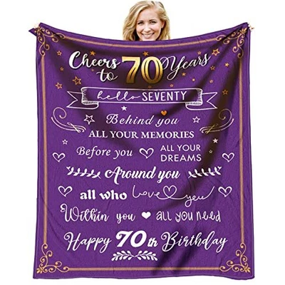 70th Birthday Gifts For Women Blanket Happy 70 60  X 50  70th Birthday Purple • £37.18