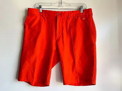 J.LINDEBERG Tapered Fit Orange Flat Front Golf Shorts Men's Size 34  ~ EUC • $26.95