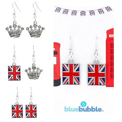 Bluebubble KINGS CORONATION Celebration Earrings Fancy Dress Anniversary Party • £8