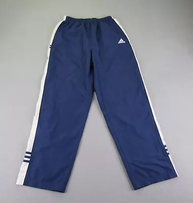 Vintage Adidas Pants Mens Medium Blue White Windbreaker Athletic Warmup 1999 90s • $39.97