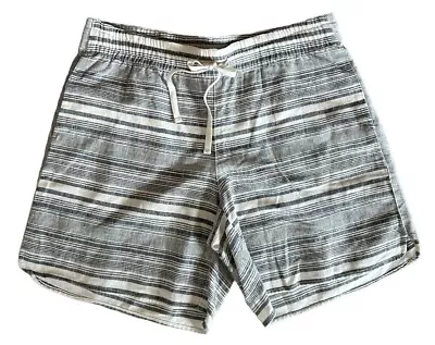 J Jill Linen Shorts SP Small Petite Gray White Stripe Drawstring Elastic New • $22