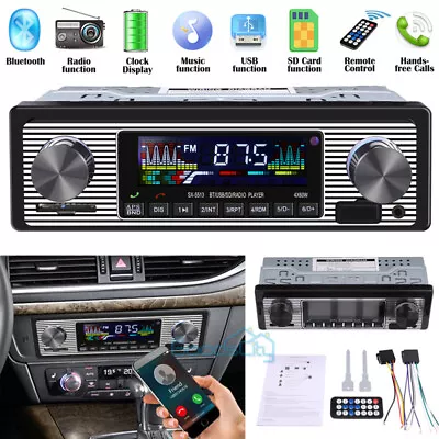 Single DIN Bluetooth In-Dash Car AM/FM Stereo Receiver USB Radio MP3 Player • $28.83