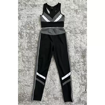 0 To 5 Womens Leggings & Tank Top Outfit Color Block Diagonal Bands Athletic L • $16.06