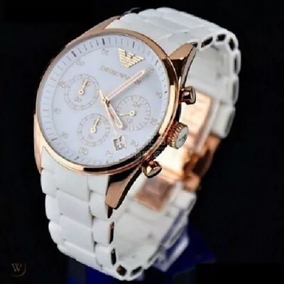 New Genuine Emporio Armani  Mens Watch Ar5919 White Dial With  Rose Gold Case Uk • £84.79