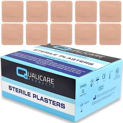 100 X SQUARE PREMIUM FABRIC PLASTERS 3.8cm First Aid Wound Dressing Breathable • £4.98