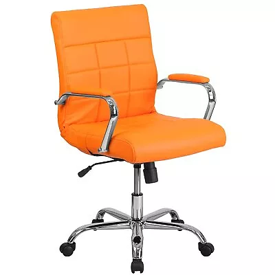 Flash Furniture Vivian Vinyl Swivel Mid-Back Executive Office Chair Orange • $232.79
