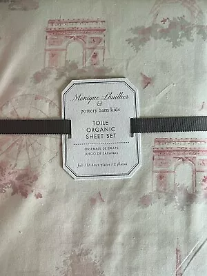 POTTERY BARN KIDS Monique Lhuillier Paris Toile Organic FULL 4 Pc Sheets Set NEW • $109.99