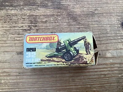 Vintage Matchbox Diecast 75 Series MB32 Army Field Gun Complete Boxed Unused Toy • £9.99