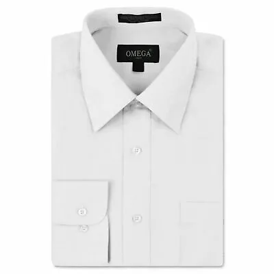 Omega Italy Men's Classic Regular Fit Long Sleeve Solid Button Up Dress Shirt • $24.14