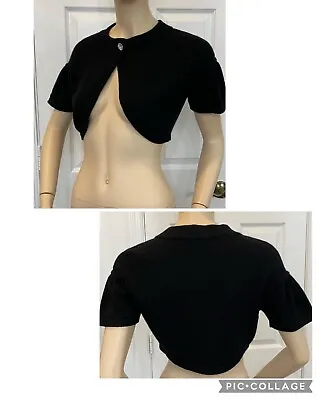 $55 • Buy Black Vintage Style AUTUMN CASHMERE Shrug Sweater Wrap Cute Over Slip Dress S