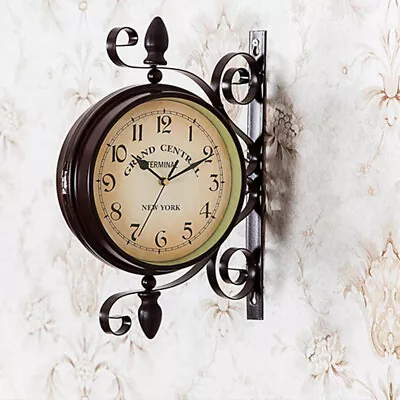 £12.94 • Buy Outdoor Garden Paddington Station Wall Clocks Double Sided Outside Bracket Round