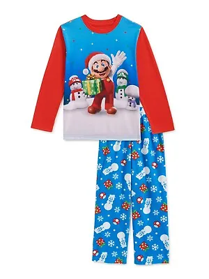 Super Mario 2 PC Long Sleeve Holiday Christmas Pajama Set Boy Size 6/7 8 • $39.99