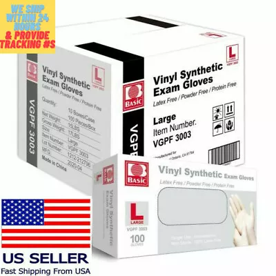 Vinyl Synthetic Exam Gloves Box Of 1000 Basic VGBF 3003 Medium Large M L XL PPE • $19.99