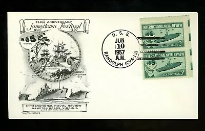 US FDC #1091 Aristocrats M-2 1957 USS Randolph CVA-15 Naval Review Unofficial • $16.99