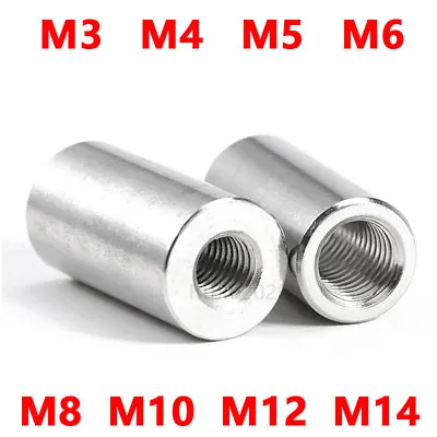 Round Studding Connector Nuts A2 Stainless Steel All Thread Rod Bar Sleeve Tube • £2.99